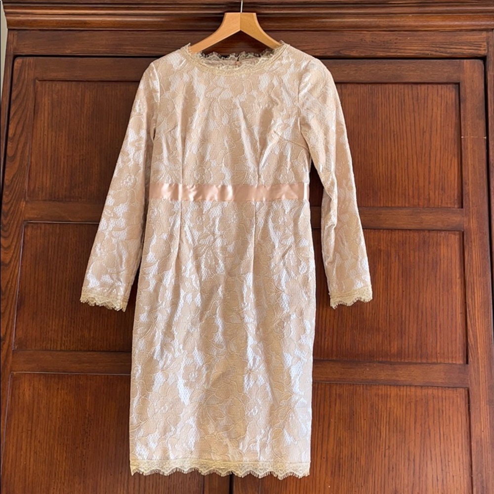Cream lace long sleeved dress